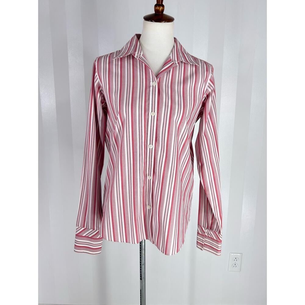 LIZ CLAIBORNE Women’s Pink/White Button Up Top Sz 6